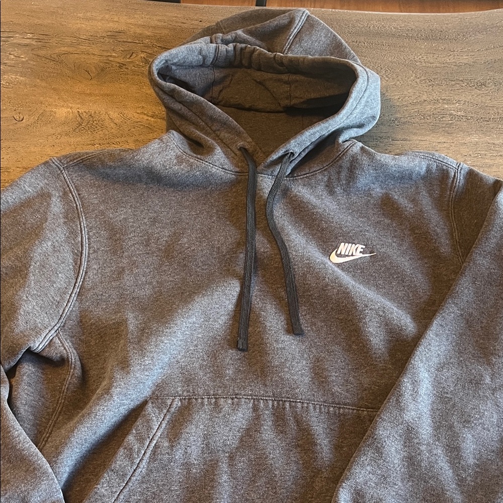 Nike Charcoal Gray Pullover Hoodie with White Swoosh